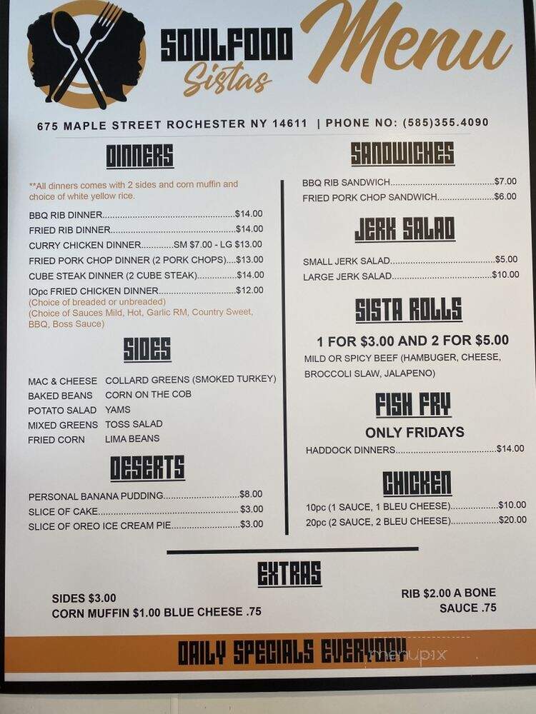 Soulfood Sistas - Rochester, NY menu_pic