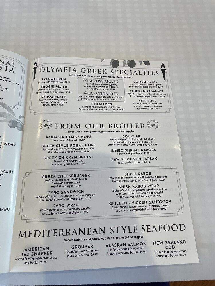 Olympia Greek Cuisine - Indianapolis, IN menu_pic