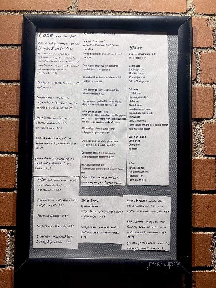 Loco Urban Street Food - West Hartford, CT menu_pic