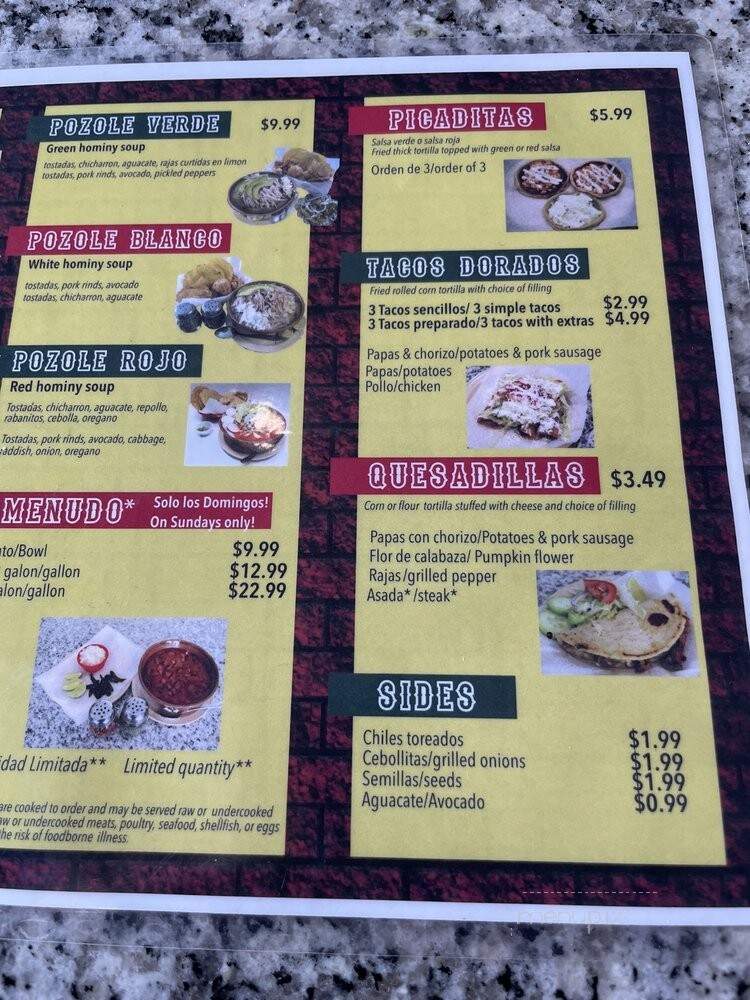La Autentica De Guerrero - Chicago, IL menu_pic