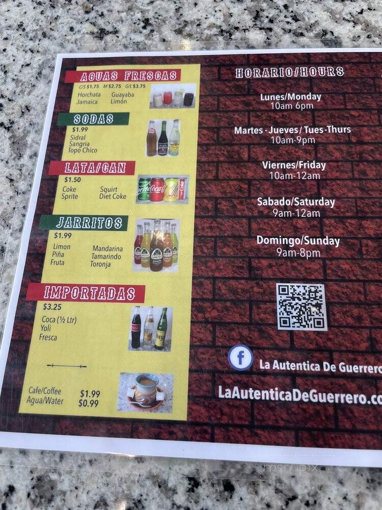 La Autentica De Guerrero - Chicago, IL menu_pic