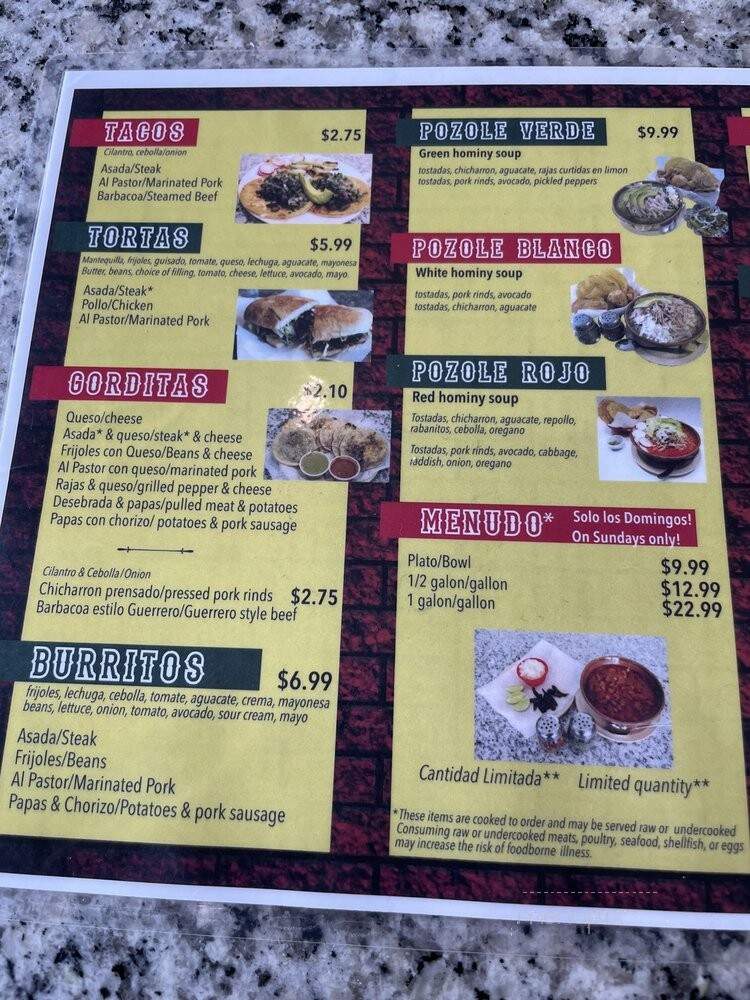 La Autentica De Guerrero - Chicago, IL menu_pic