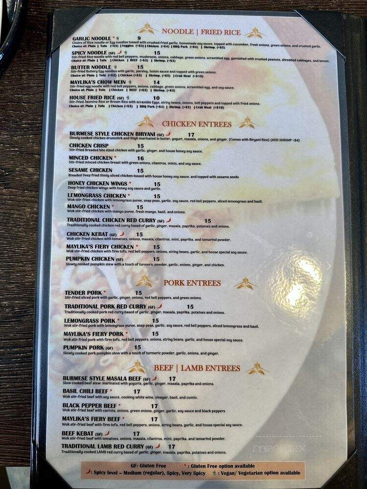 Aung MayLiKa - Benicia, CA menu_pic