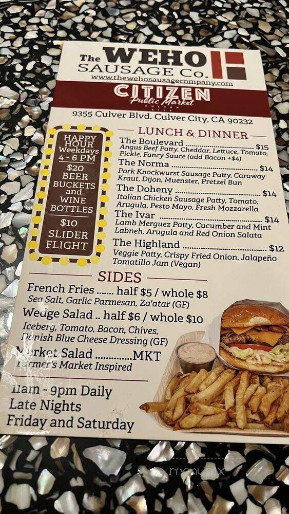 Weho Sausage - Culver City, CA menu_pic