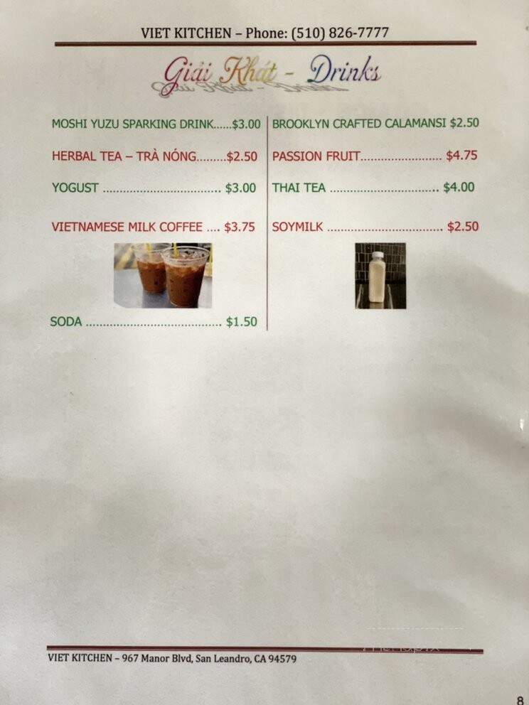 Viet Kitchen - San Leandro, CA menu_pic