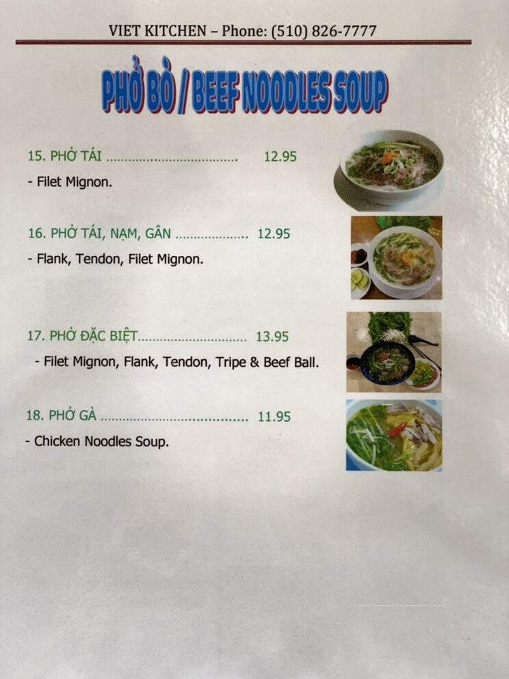Viet Kitchen - San Leandro, CA menu_pic