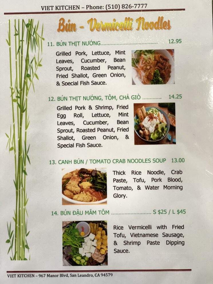 Viet Kitchen - San Leandro, CA menu_pic