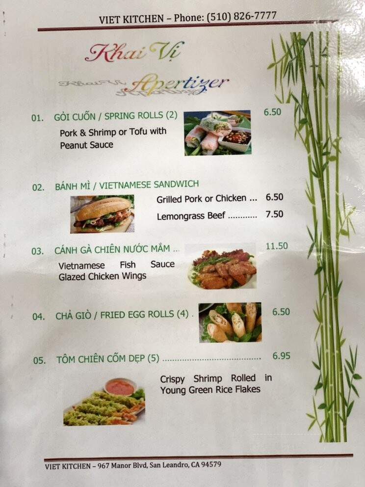 Viet Kitchen - San Leandro, CA menu_pic