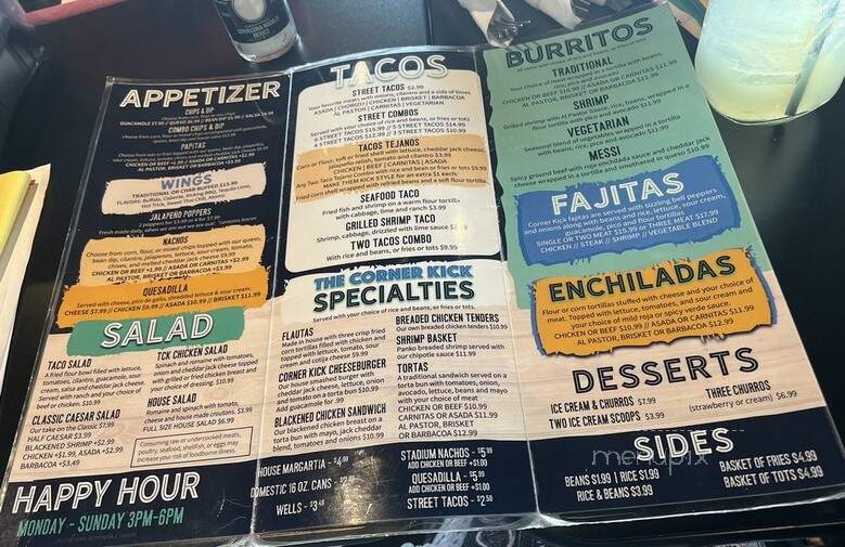 The Corner Kick Street Tacos & Tequila Cantina - Omaha, NE menu_pic