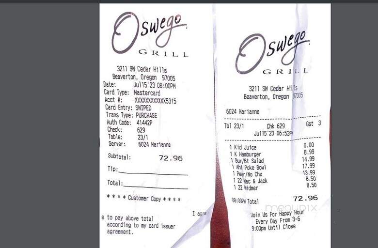 Oswego Grill - Beaverton, OR menu_pic