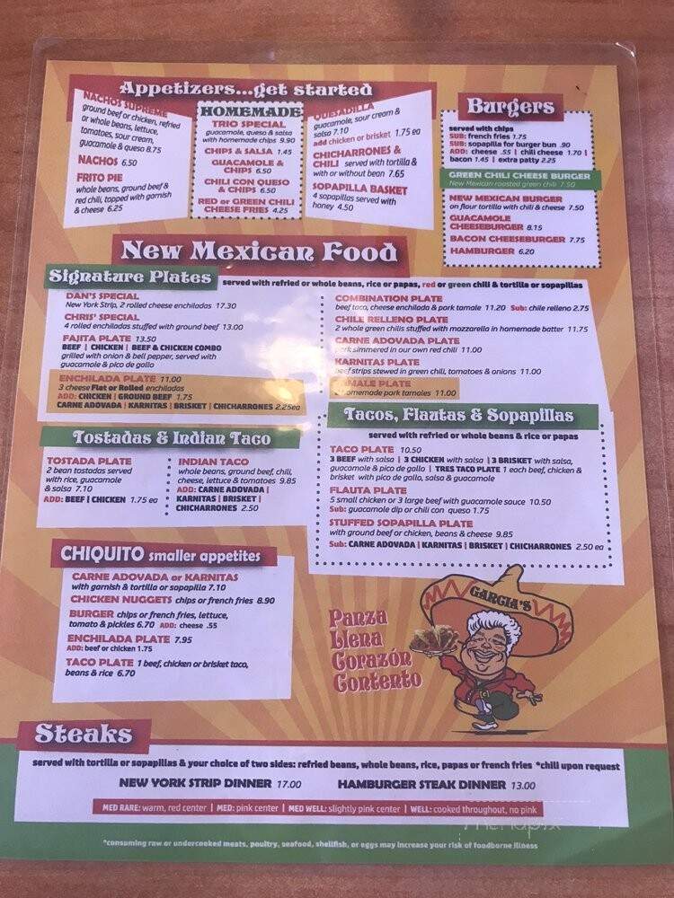 Garcia's Kitchen - Albuquerque, NM menu_pic
