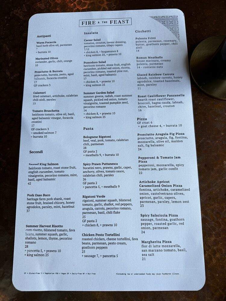 Fire & the Feast - Edmonds, WA menu_pic