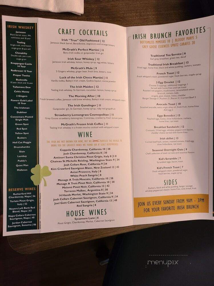 McGrath's Irish Ale House - Bradenton, FL menu_pic