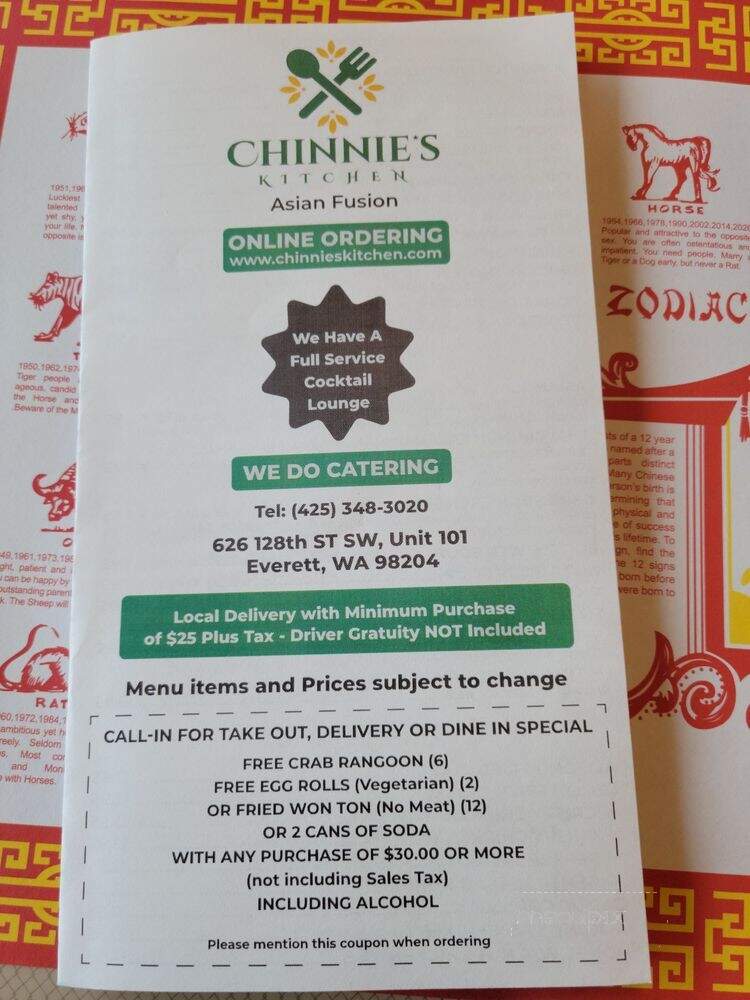 Chinnie's Kitchen - Everett, WA menu_pic