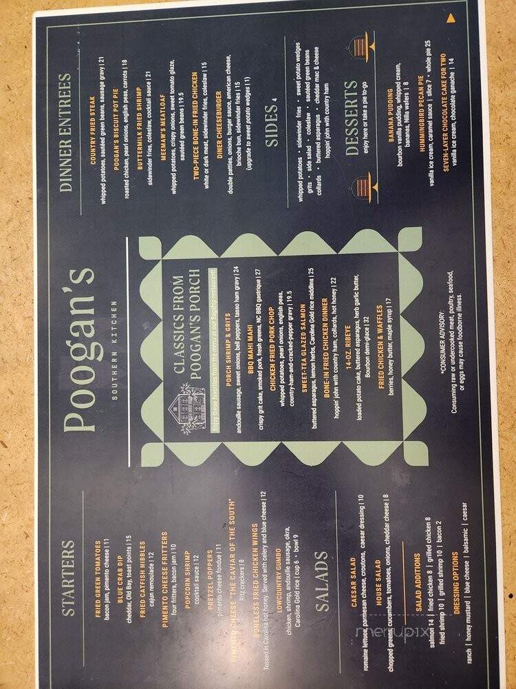 Poogan's Southern Kitchen - Summerville, SC menu_pic