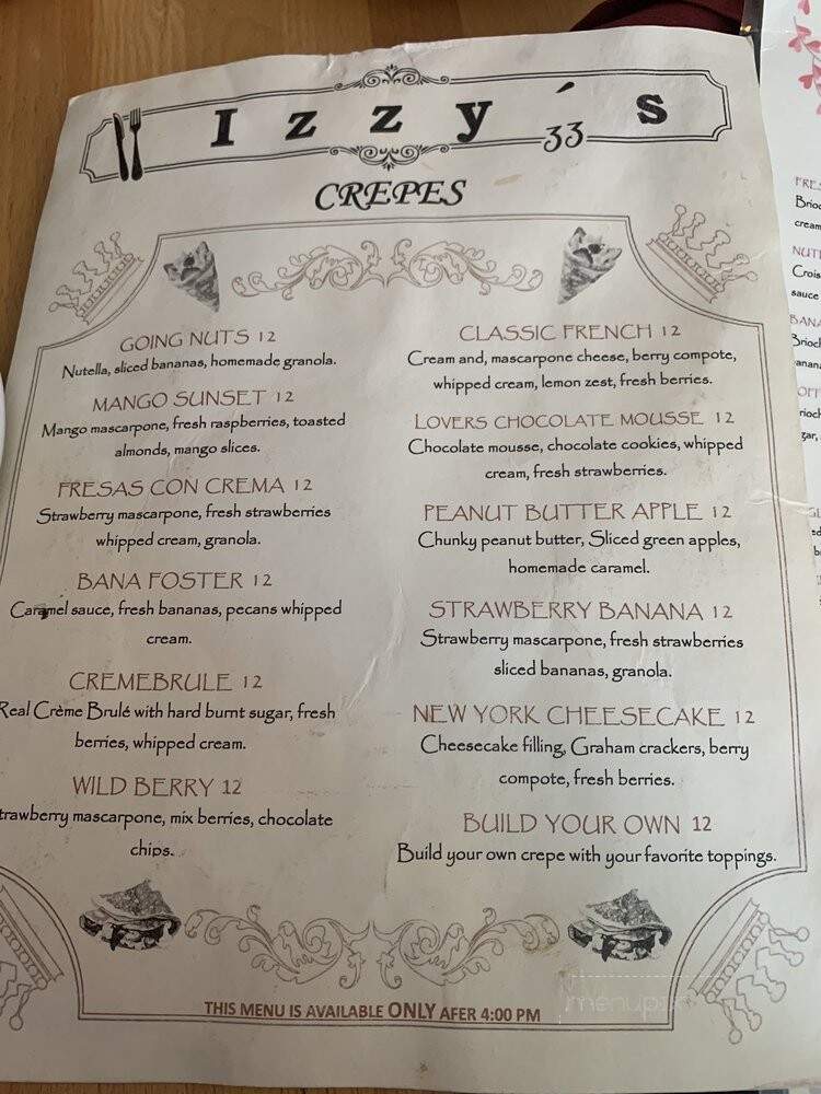 Izzy's 33 - Philadelphia, PA menu_pic