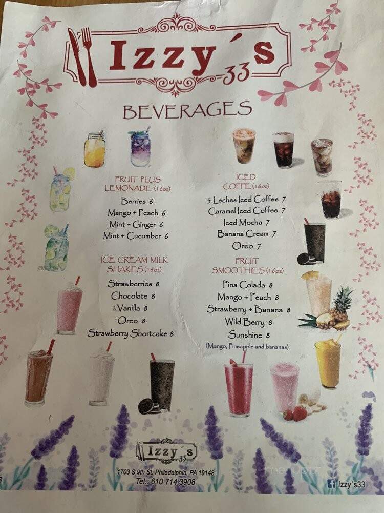 Izzy's 33 - Philadelphia, PA menu_pic