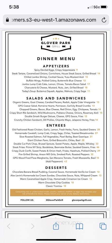 Glover Park Grill - Washington, DC menu_pic