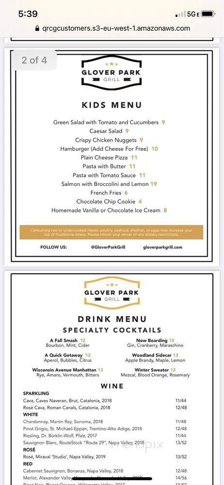 Glover Park Grill - Washington, DC menu_pic
