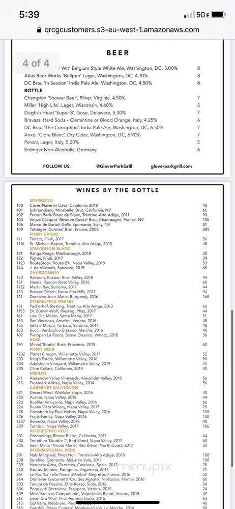 Glover Park Grill - Washington, DC menu_pic
