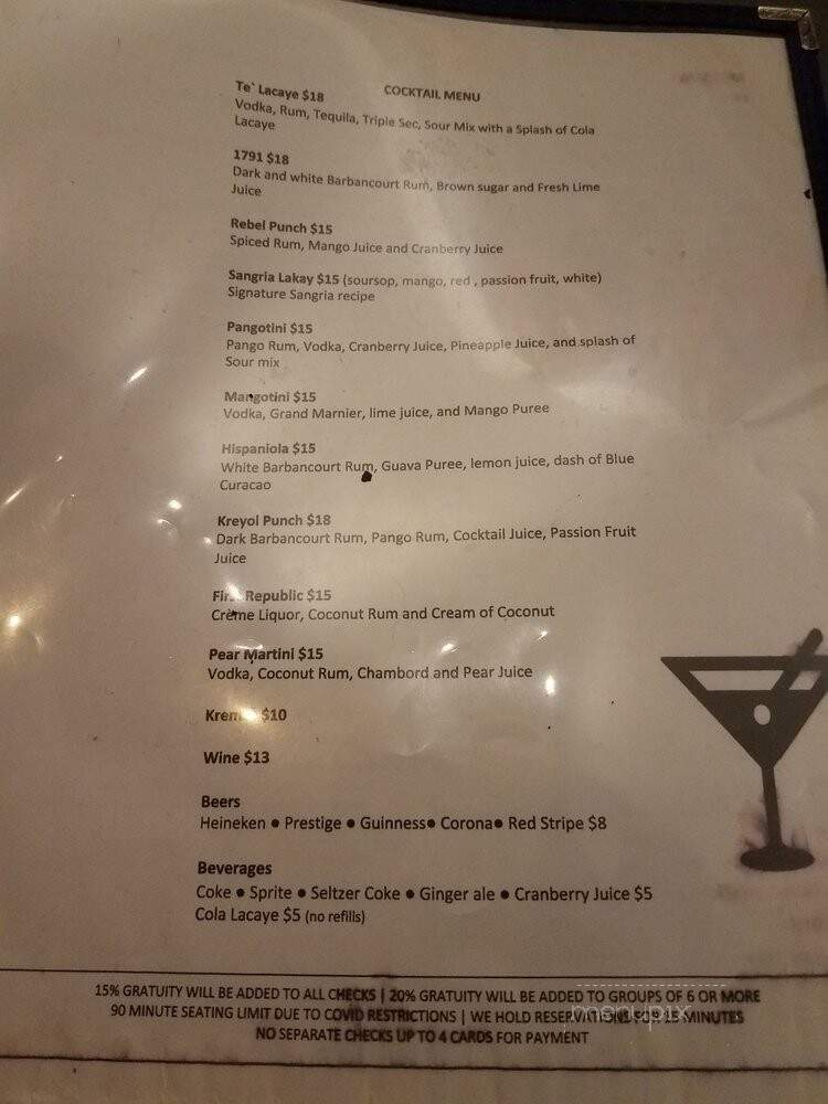 Rebel Restaurant and Bar - New York, NY menu_pic