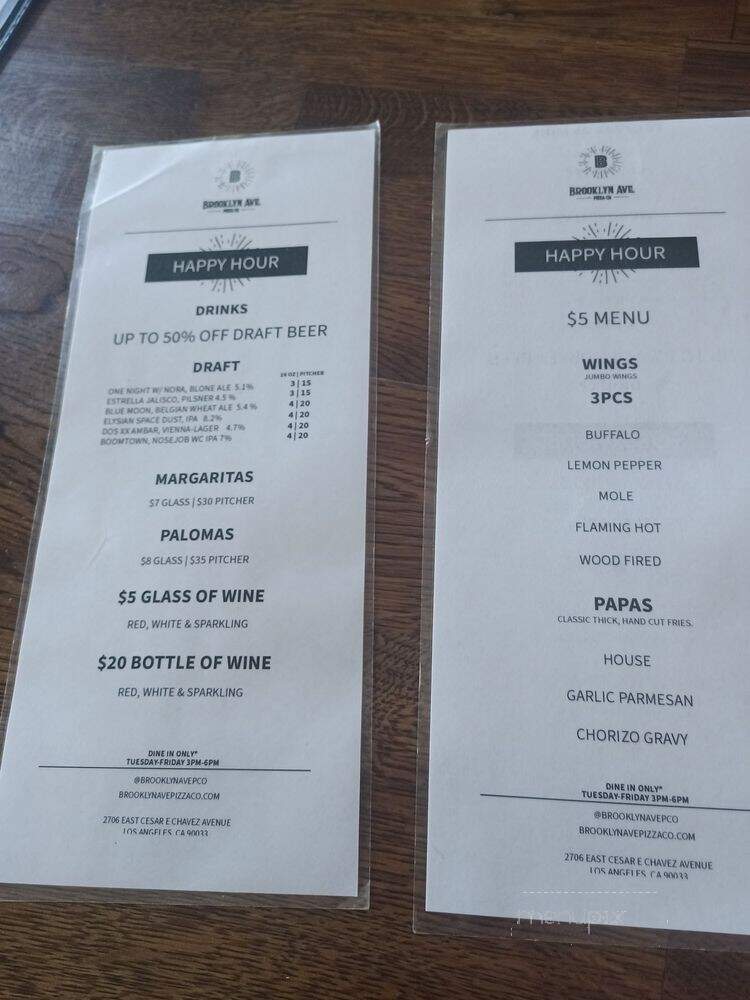 Brooklyn Ave Pizza Co - Los Angeles, CA menu_pic