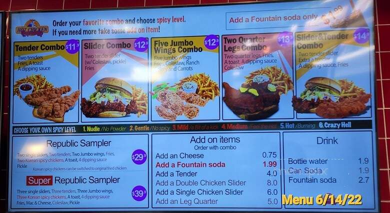Hot Chicken Republic - Pomona, CA menu_pic