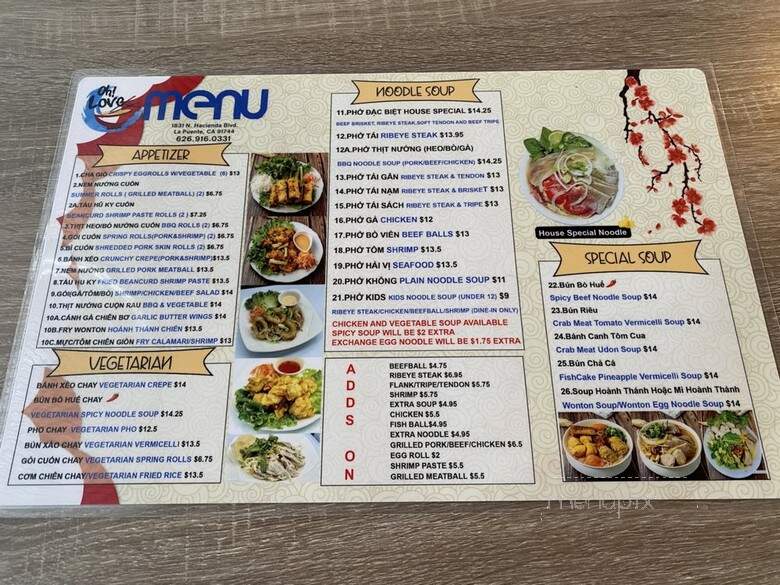 Pho Oh Love - La Puente, CA menu_pic