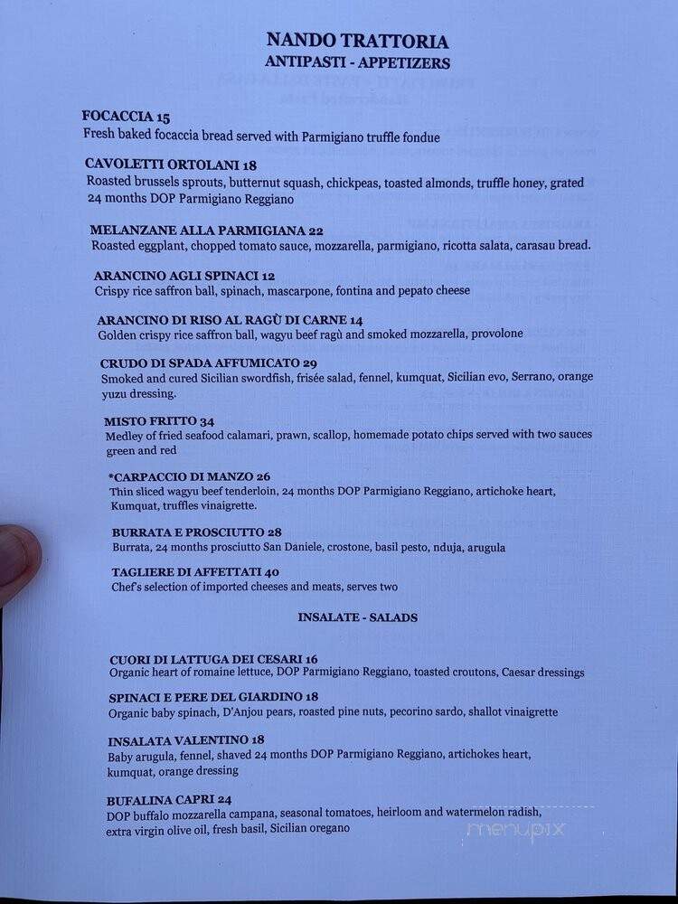 Nando Trattoria Manhattan Beach - Manhattan Beach, CA menu_pic