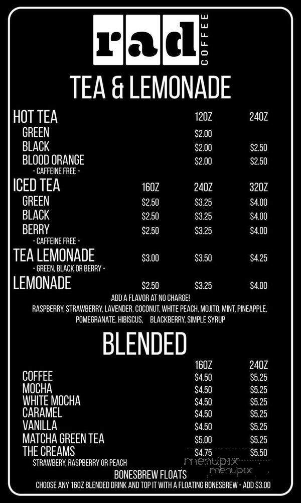 Rad Coffee - Covina, CA menu_pic