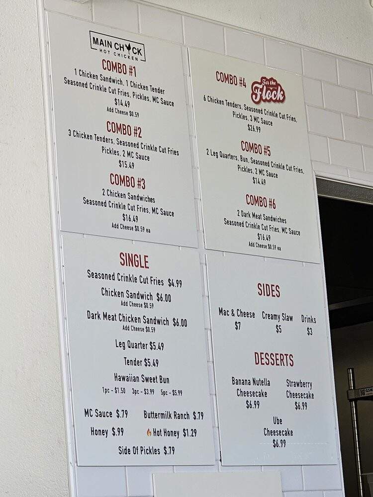 Main Chick Hot Chicken - San Diego, CA menu_pic