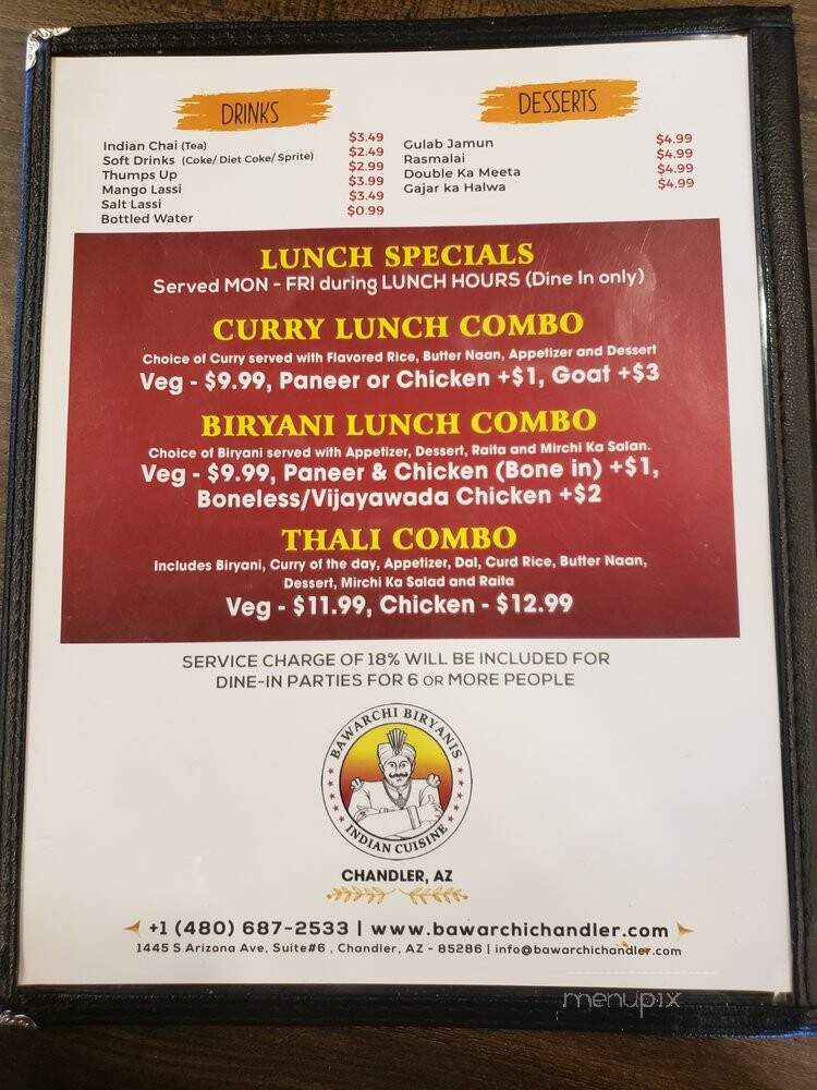 Bawarchi Biryanis - Chandler, AZ menu_pic