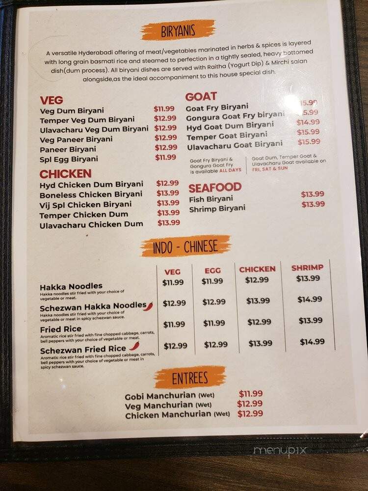 Bawarchi Biryanis - Chandler, AZ menu_pic