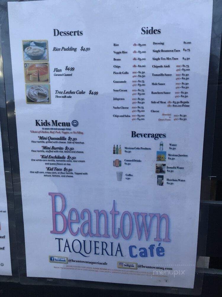 Beantown Taqueria Cafe - Cambridge, MA menu_pic
