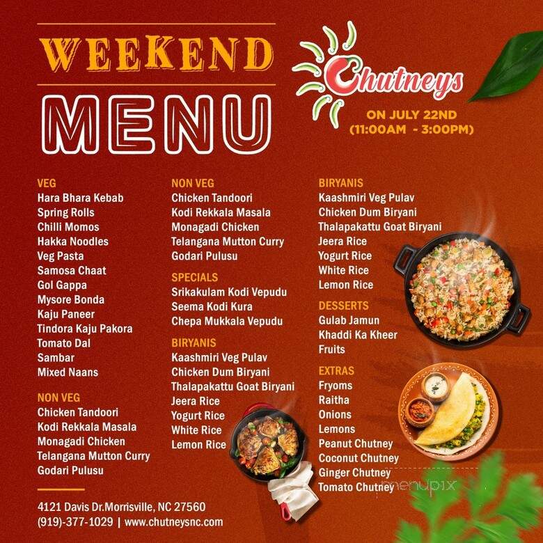 Chutneys - Morrisville, NC menu_pic