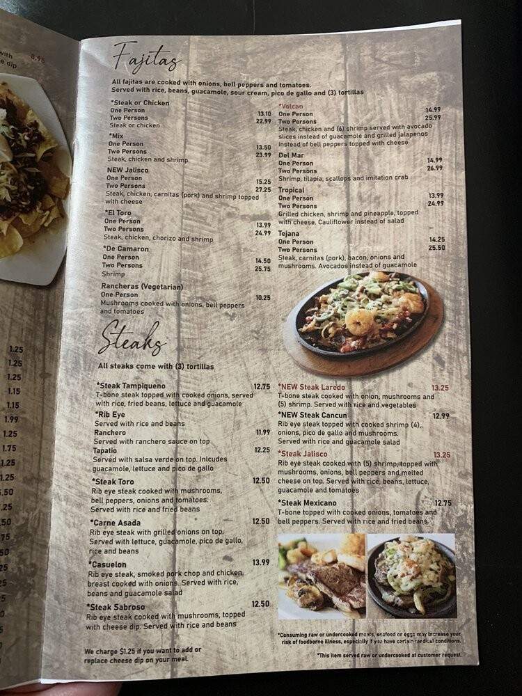 El Patio - Kirksville, MO menu_pic