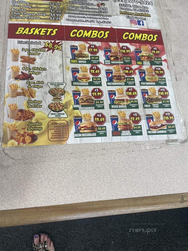 Juicy Burger - Fresno, CA menu_pic
