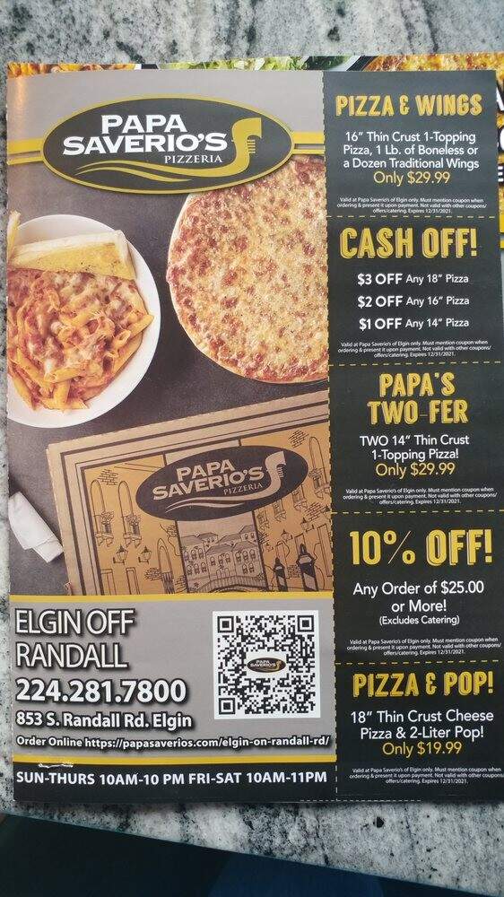 Papa Saverios Pizzeria - Elgin, IL menu_pic