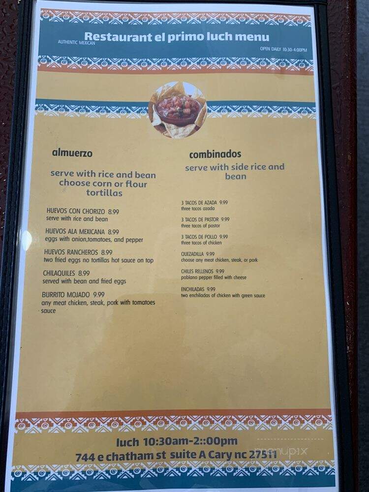 Taqueria y Restaurant el Primo - Cary, NC menu_pic