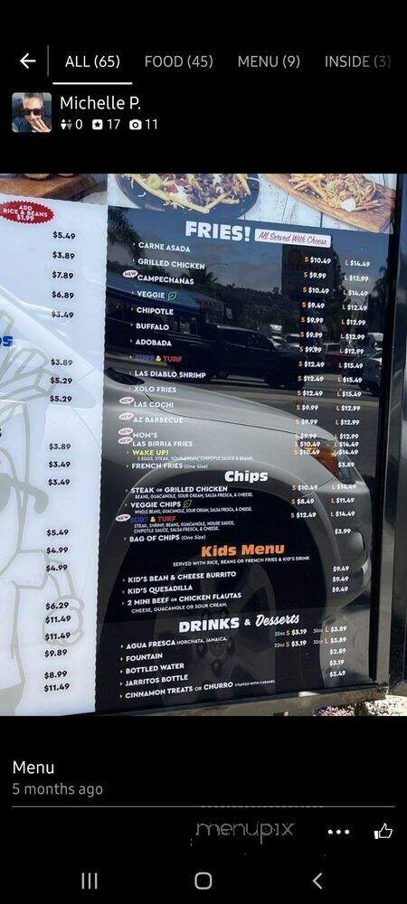 Burros & Fries - El Cajon, CA menu_pic