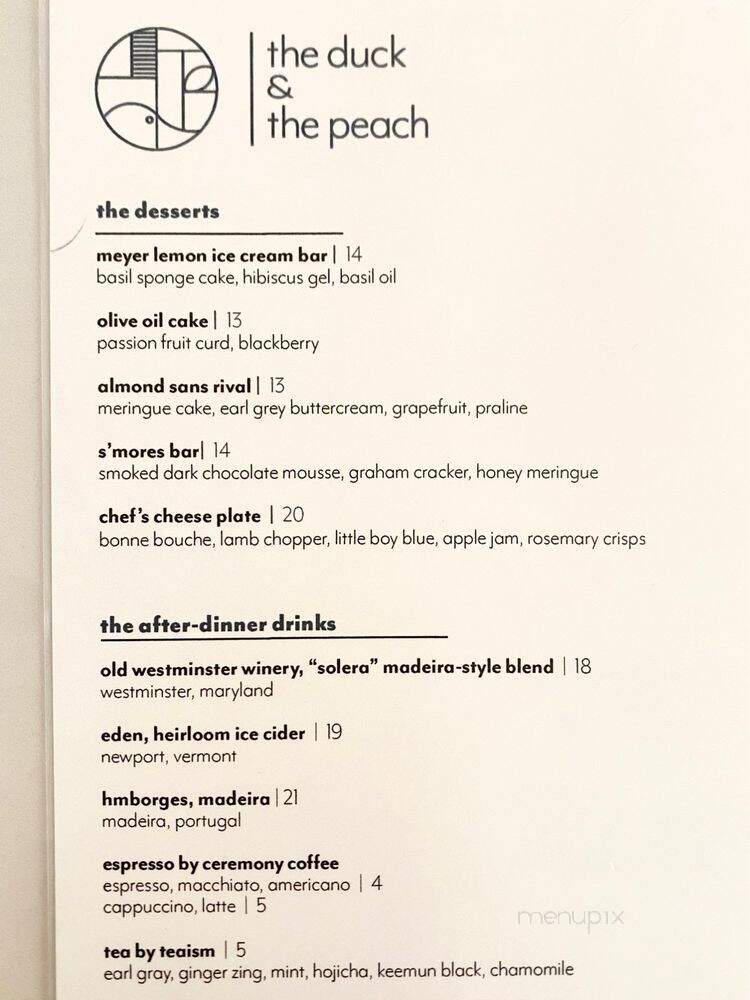 The Duck and The Peach - Washington, DC menu_pic
