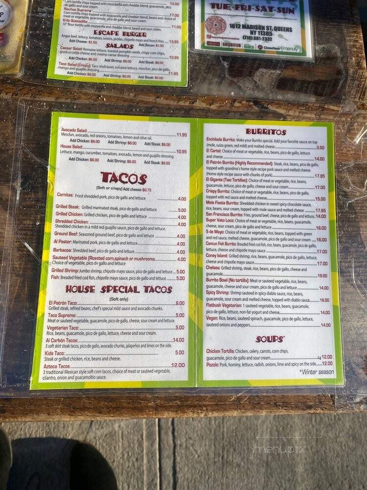 Taqueria El Patron - Ridgewood, NY menu_pic