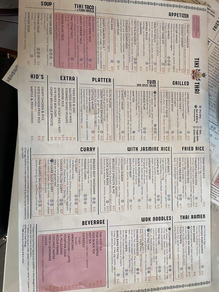 Tiki Thai - Reston, VA menu_pic