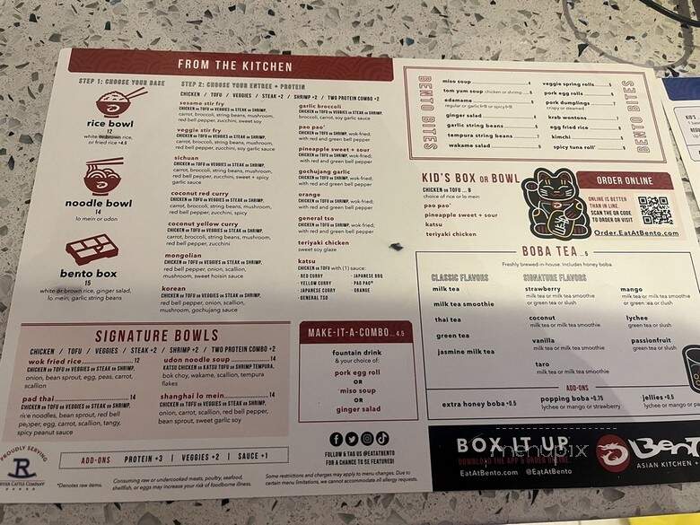 Bento Asian Kitchen + Sushi - Orlando, FL menu_pic