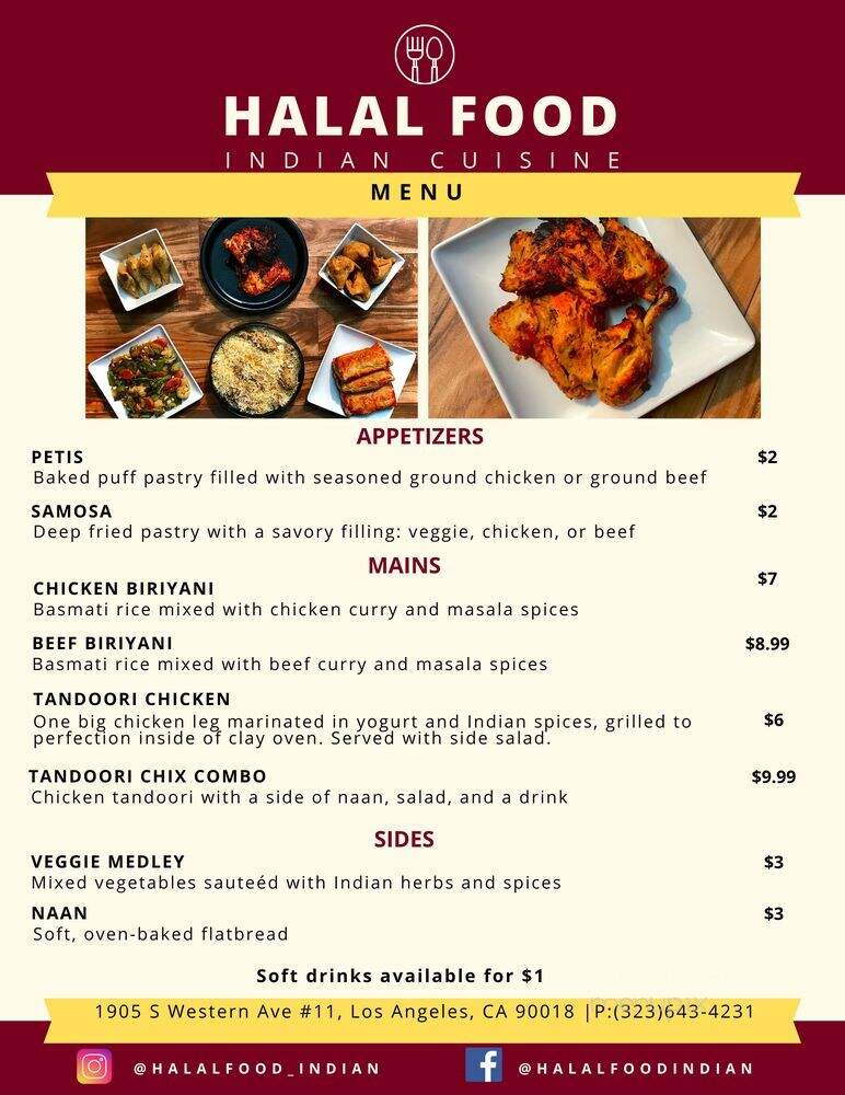 Halal Food Indian Cuisine - Los Angeles, CA menu_pic