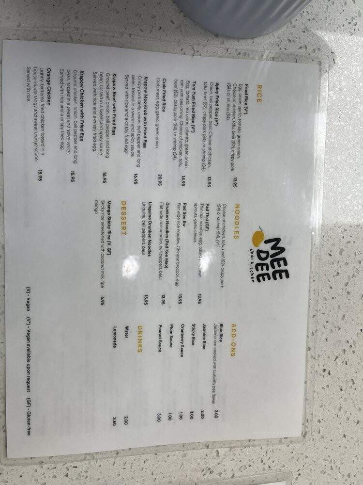 Mee Dee Thai Kitchen - Los Angeles, CA menu_pic