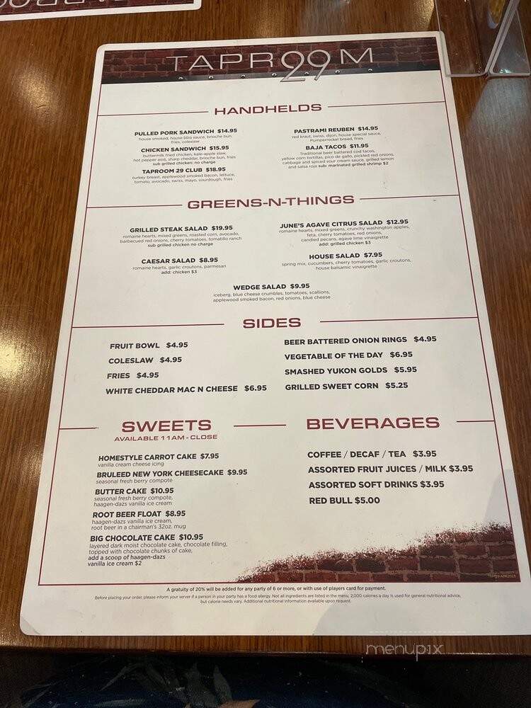 Taproom 29 - Coachella, CA menu_pic