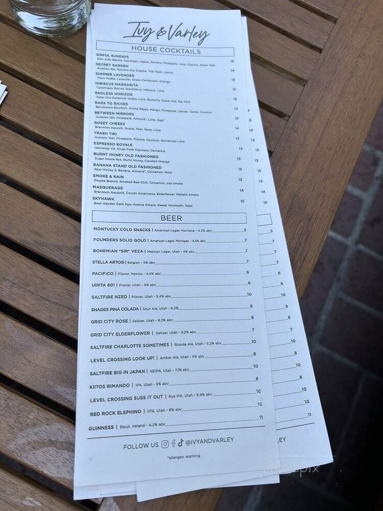 The Ivy - Salt Lake City, UT menu_pic