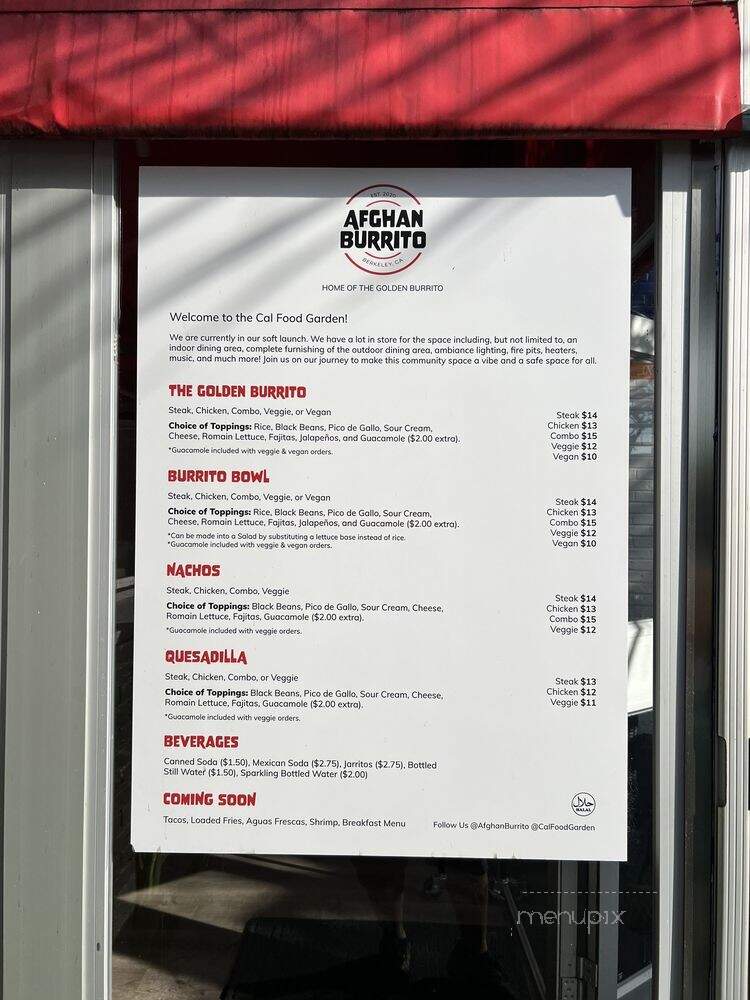 Afghan Burrito - Oakland, CA menu_pic
