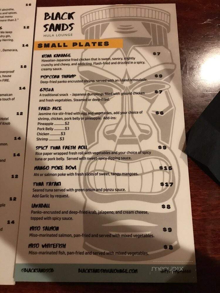 Black Sands Hula Lounge - San Diego, CA menu_pic